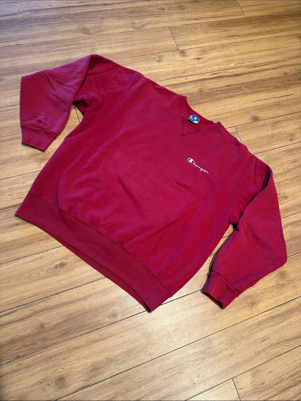 Vintage 90s Champion Made in USA Burgundy Red Crewneck Sweatshirt